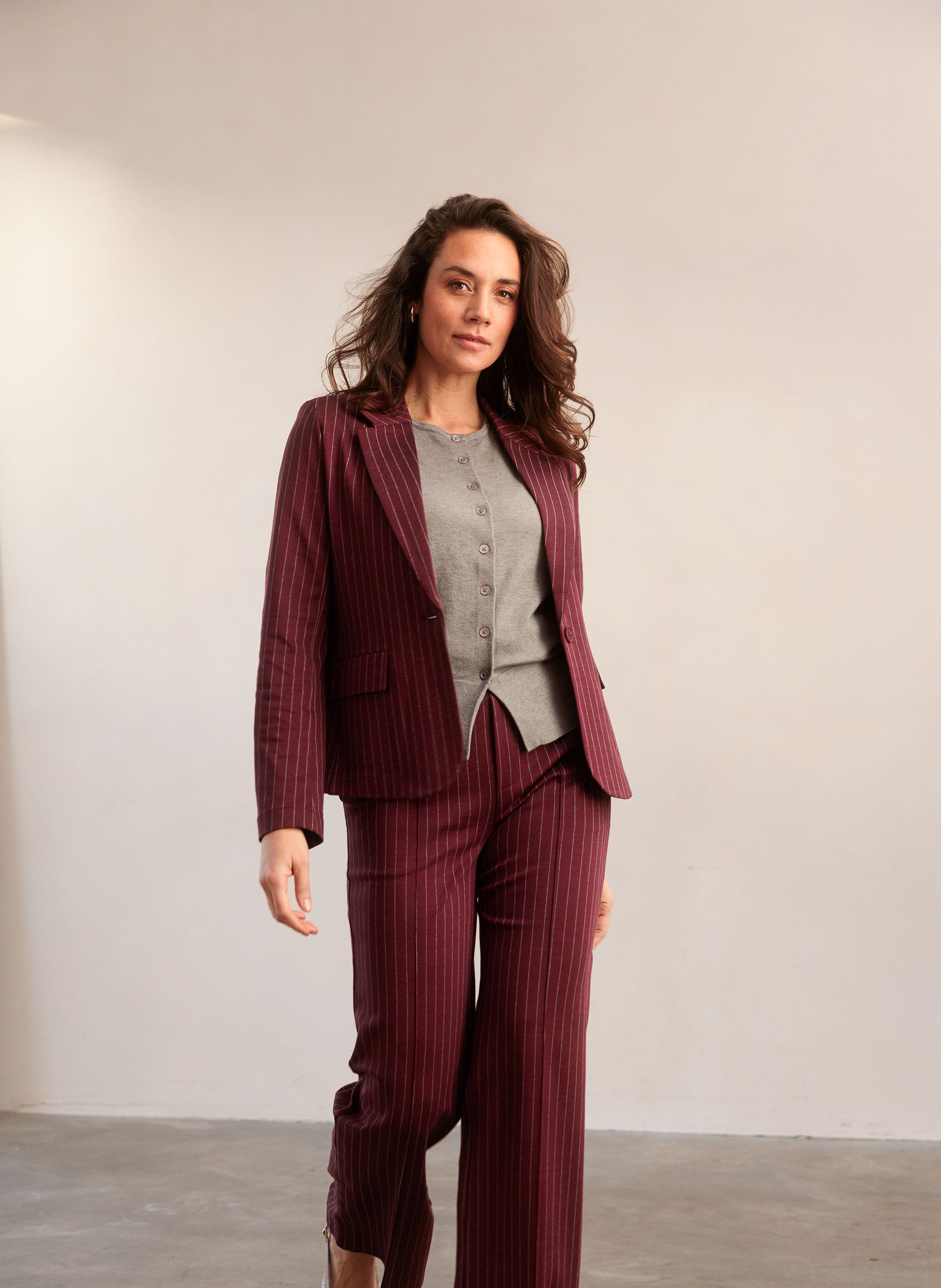 Nayla Essential | Wine Red/Grey Melang
